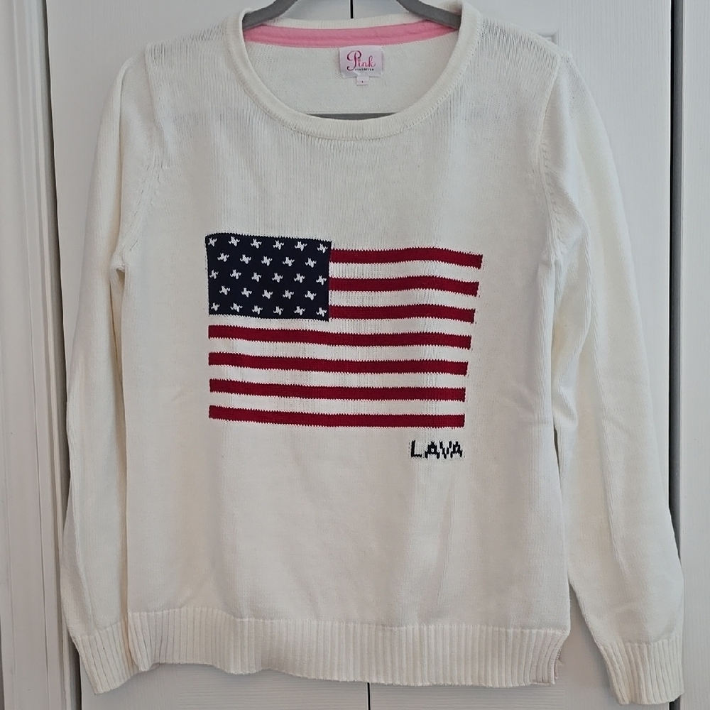 Women's White Sweater with American Flag Design